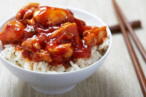 Rice Bowl with Sweet and Sour Sauce