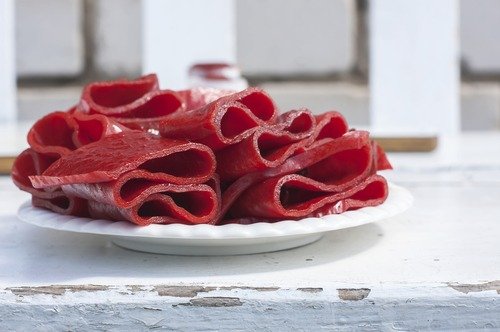 Plate of Cherry-Rhubarb Leather