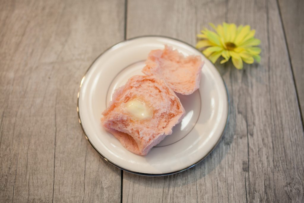 Pink easter roll on small plate