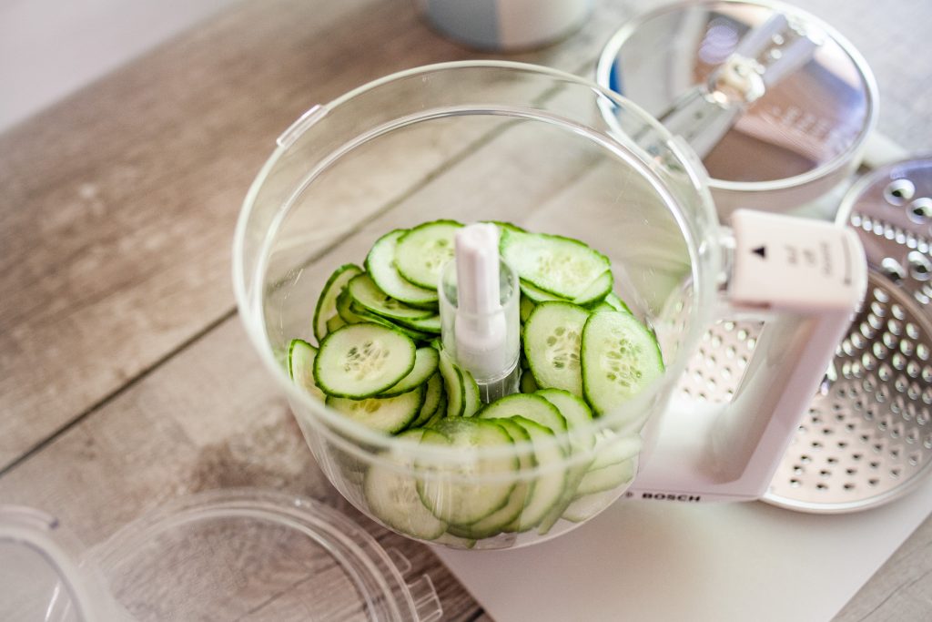 Sliced Cucumbers in Food Processor