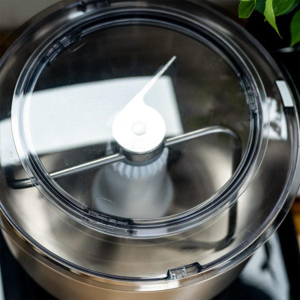 black mixer bowl with dough hook